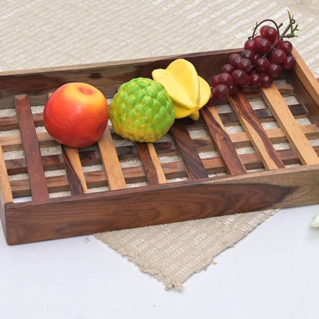 Atolia Designs – wholesale Serving tray – Handcrafted Check Pattern Tray with handles1