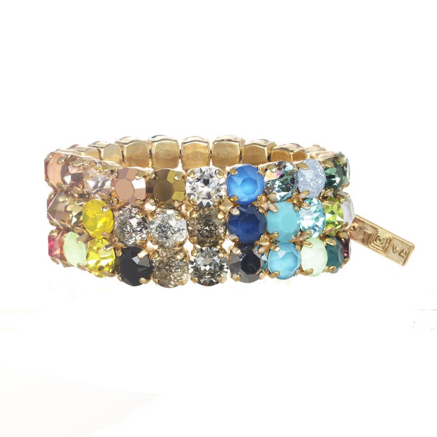 TOVA - Wholesale Beaded Bracelet - Olivia 3 strand Rainbow Ombre3