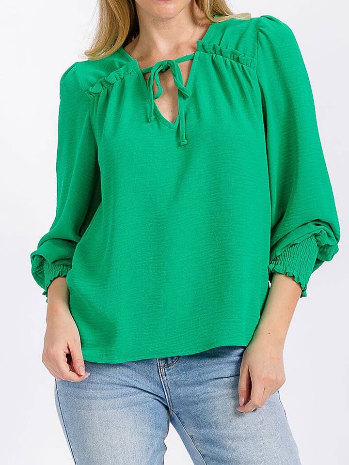 LÅNGÄRMAD V-RINGAD ENFÄRGAD BLUS för wholesale av ROUSSEAU