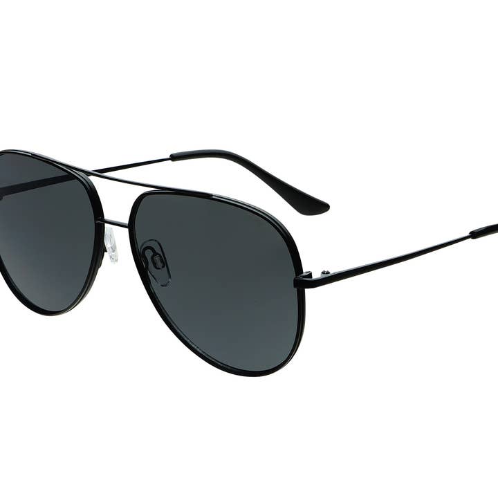 Max Polarized Matte Black Aviator Sunglasses for wholesale on Faire