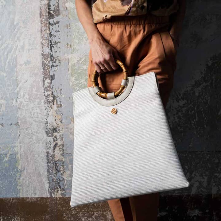 Bonfanti - Wholesale Tote Bag - Women's - TRULLO GRANDE - Large flat bamboo handle holder7