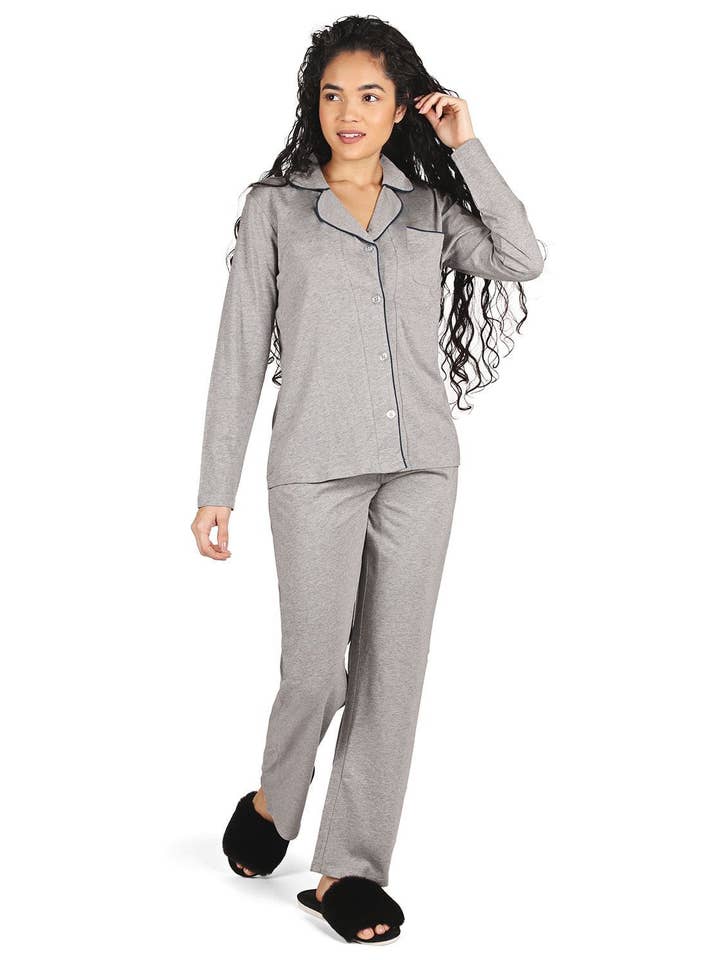 Notch krage bomullsblandning PJ Set för wholesale av Infinity Classics International Inc.