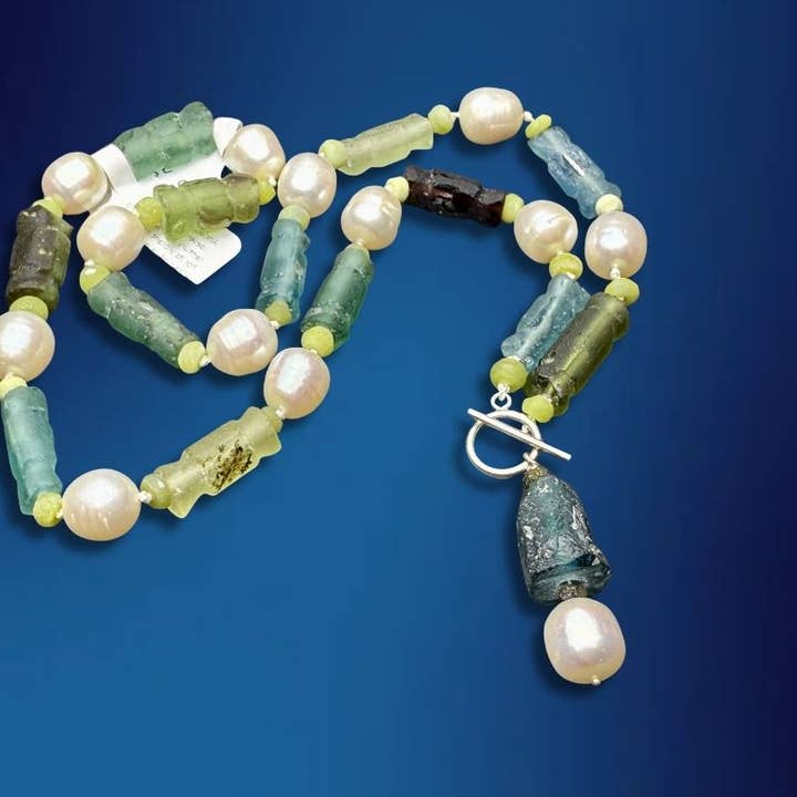 One-of-a-Kind Ancient Roman Glass Bead Necklace for wholesale by Contemporary Relics: Jewelry by Sherri Bloomer