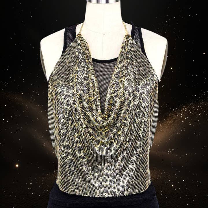 Metallic Chainmail Iconic Halter Top for wholesale by LA Jewelry Plaza