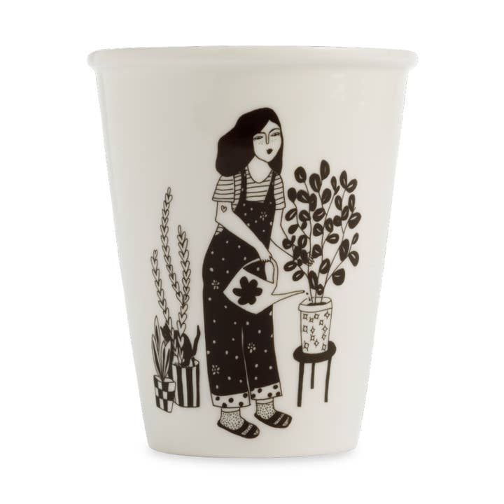 Caneca de porcelana para amantes de plantas com ilustração de helen b por atacado de helen b