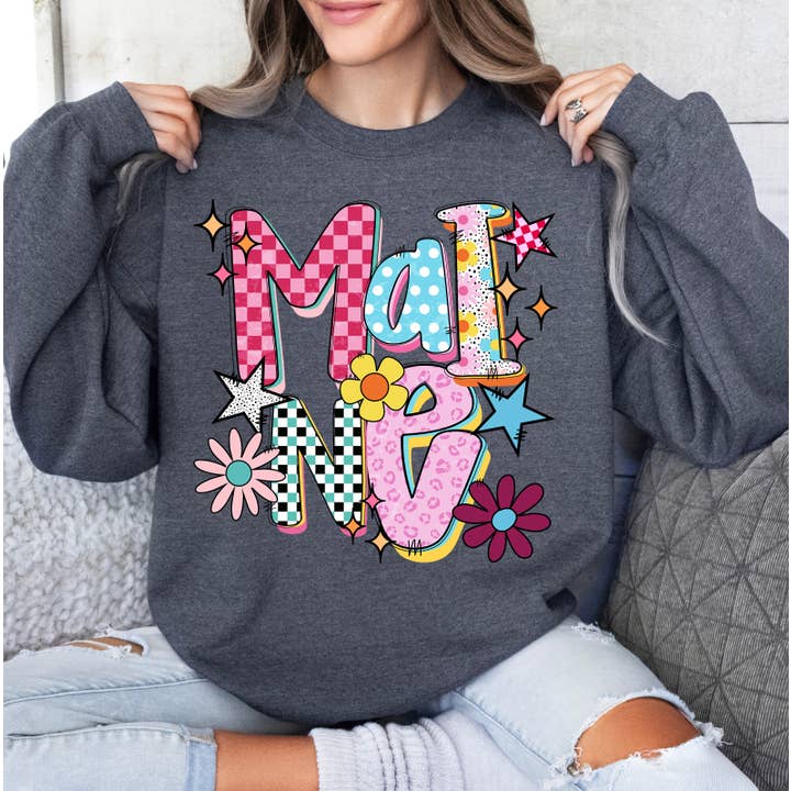 Funky States Maine Graphic Tee Comfort Color for wholesale by Aluminum Petunias