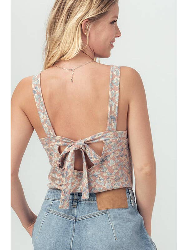 RUST TEAL ANIMAL PRINT TOP WITH OPEN BACK for wholesale on Faire