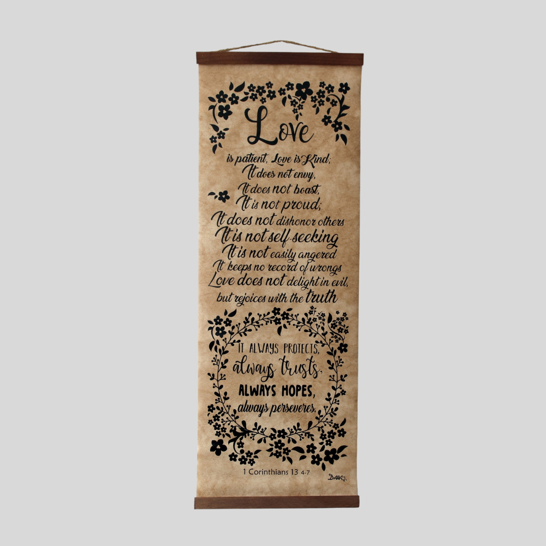 Dara Arts & Gifts - Wholesale Wall Accent - 1st. Corinthians 13 4-7 - Handcrafted Biblical Scroll 0