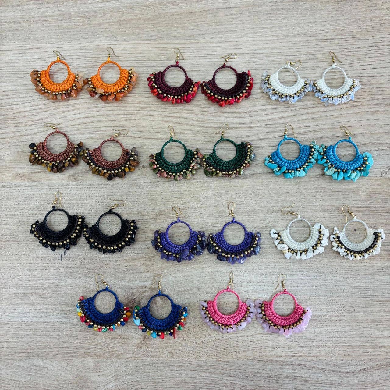 Hecho a mano - Wholesale Dangle Earrings - Round macrame earrings9