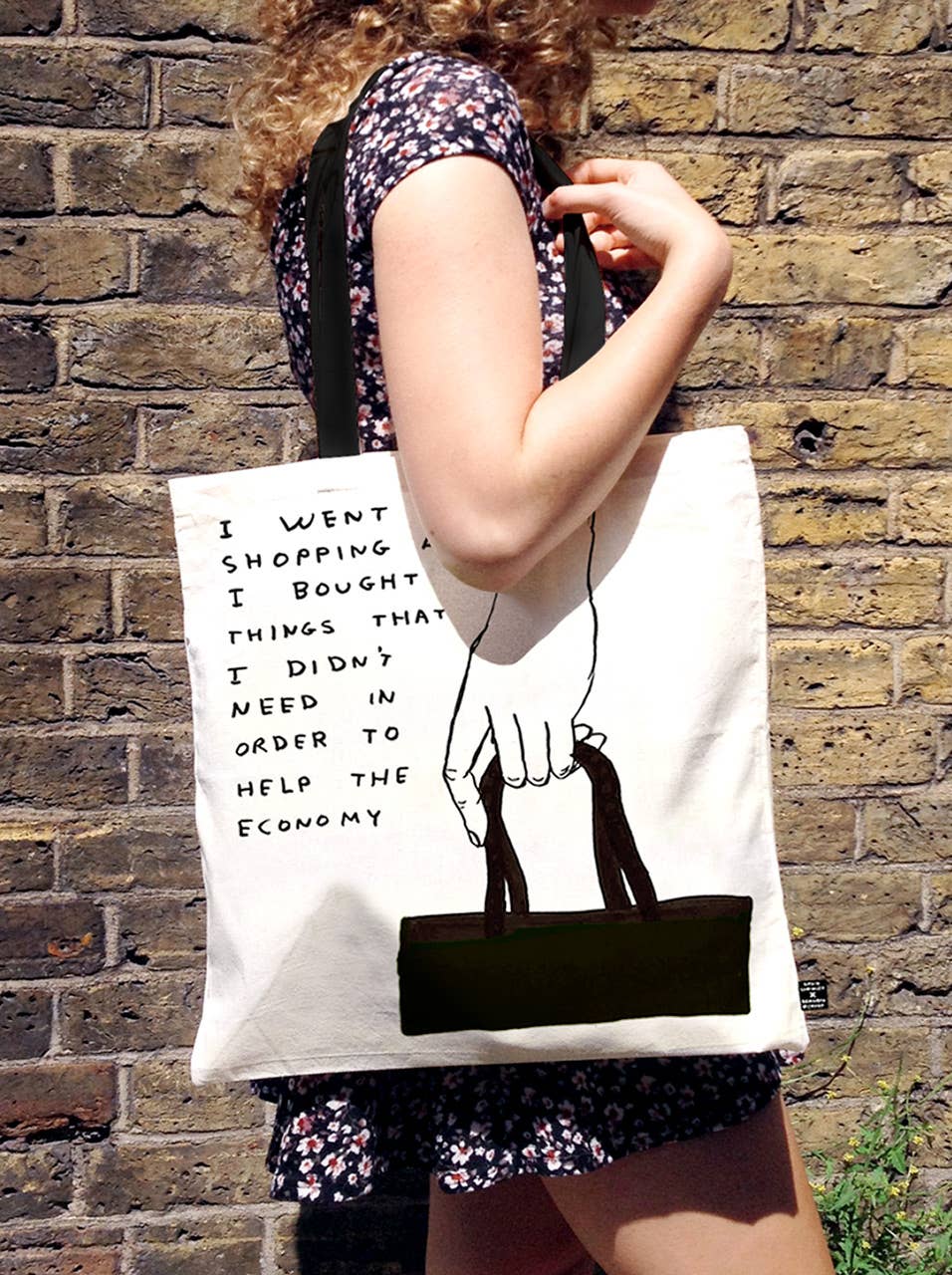 David Shrigley x Brainbox Candy – wholesale Tote bag – Unisex – Funny Gift - Went Shopping Tote Bag by David Shrigley1