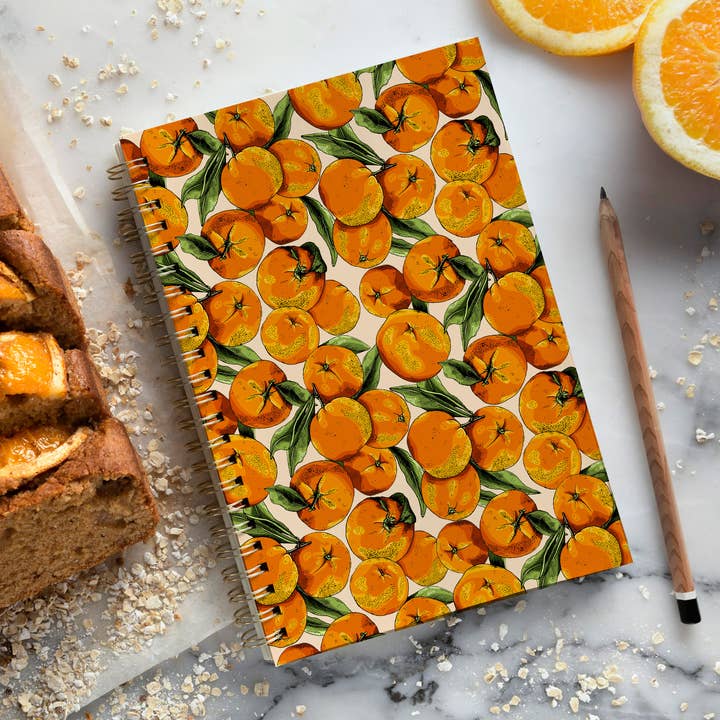 Oranges Fruit Illustrated A5 Lined Notebook for wholesale by Arttbyannie