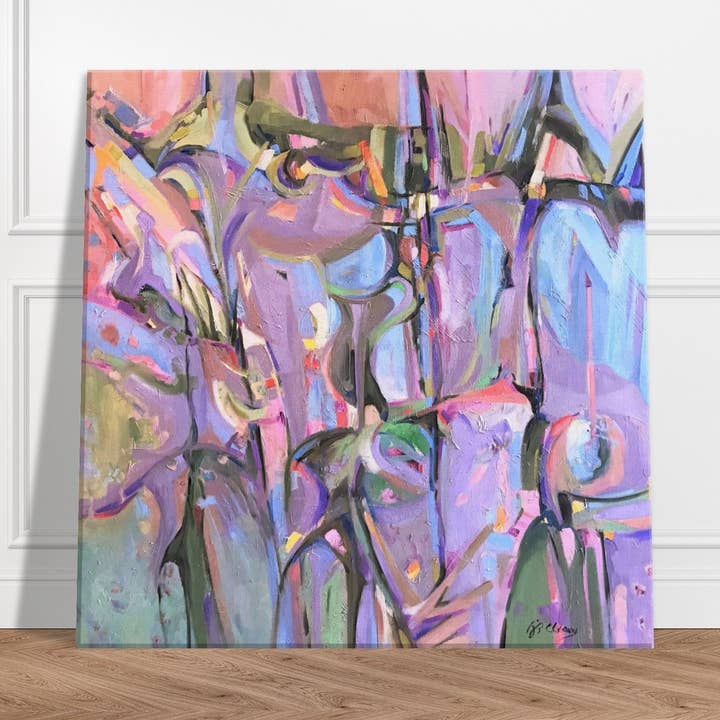 ‘Passage’ Abstrakt I 16x16 tommer Kunsttryk på Lærred I Originalt Kunstværk af Amerikansk Kunstner Barbara Cleary for engroshandel hos Barbara Cleary Designs