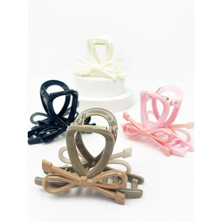 MIX COLOR Medium Knotted Bow Hair Clip Claw for wholesale on Faire