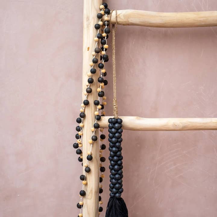 Bazar Bizar Living - Wholesale Decorative Tassel/Wall Drop - The Wooden Beads with Cotton Tassel - Black2