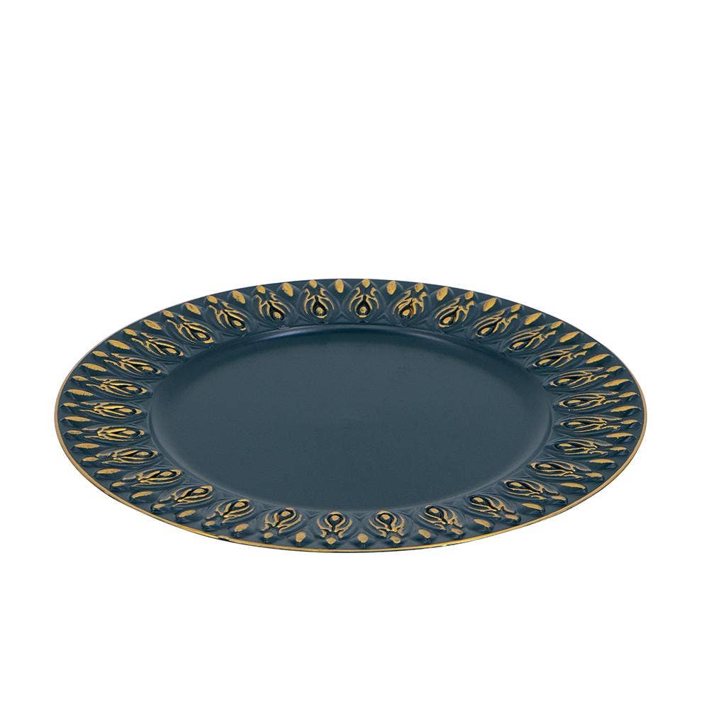 A&B Home Group Inc. – wholesale Decorative plate/dish/bowl – D14" Decorative Plastic Plate - Blue/Gold1