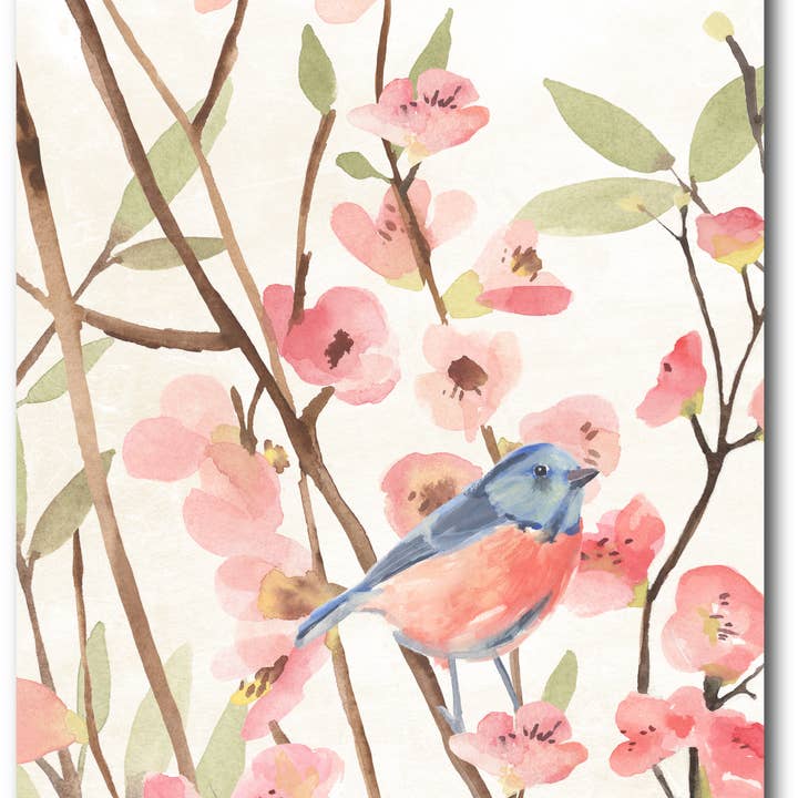 Cherry Blossom Perch I Gallery-Wrapped Canvas Wall Art for wholesale by Courtside Market