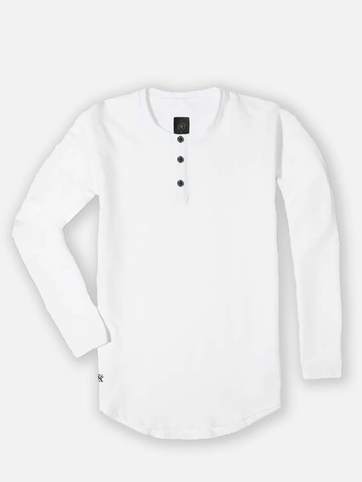 Orlo curvo L/S Henley per la vendita all'ingrosso da parte di Ten10 Apparel
