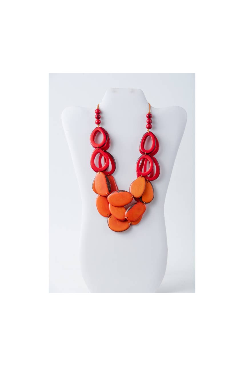 TaguArtsy – wholesale Bib necklace – Remy – Vibrant Tagua Necklace with Loop Accents2