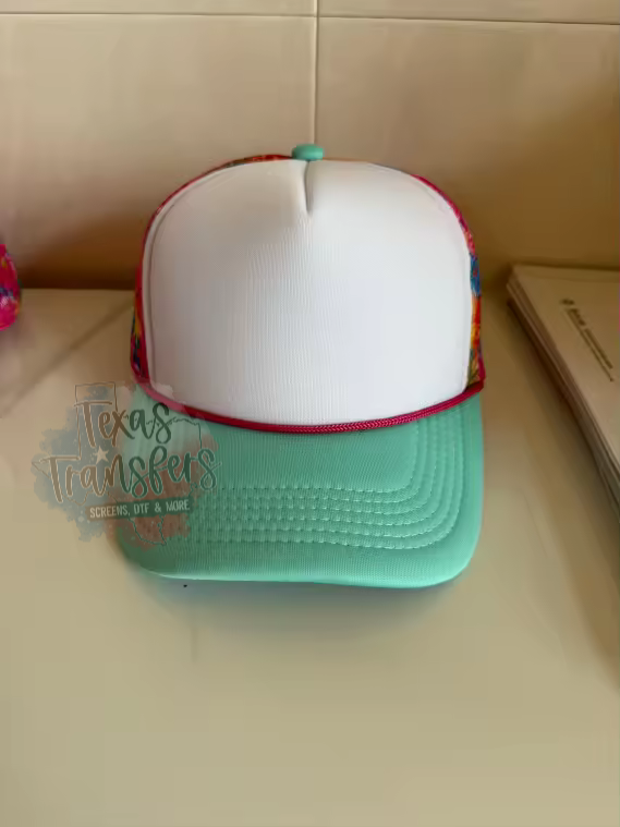 Texas Transfers - Wholesale Trucker Hat - Unisex - Mint Floral Mesh Trucker Hat1