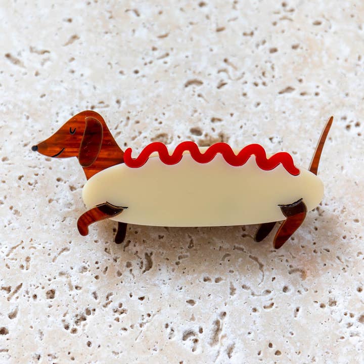 Finest Imaginary - Wholesale Brooch - Dachshund Hot Dog Costume Brooch0