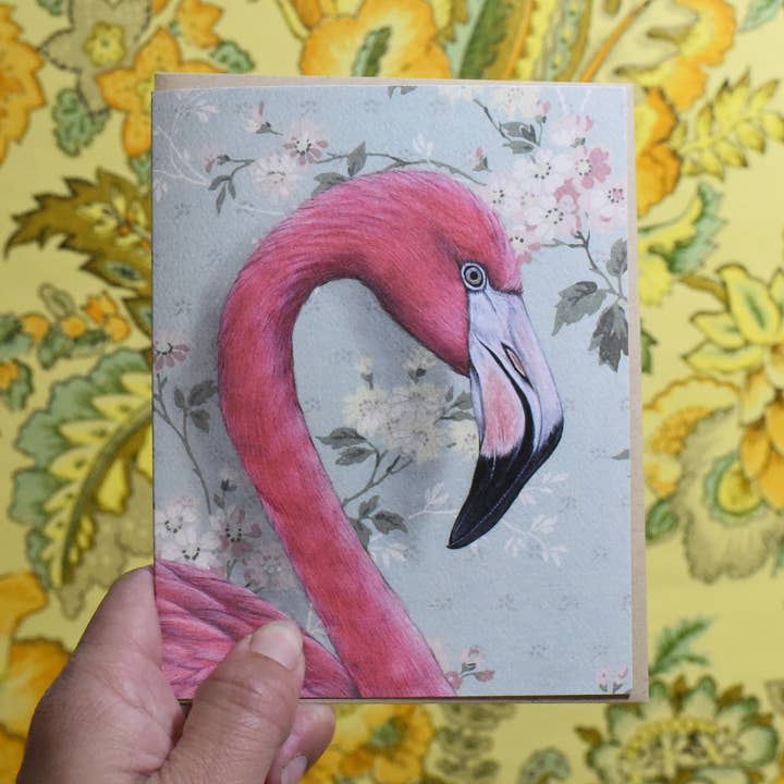 Emily Uchytil - Wholesale Stationery/Notecard Set - Pink Flamingo - Note Card