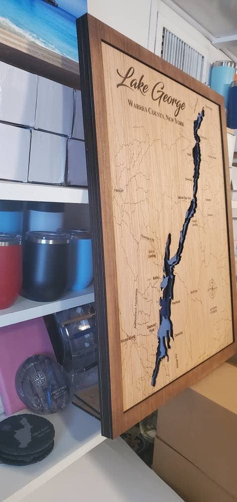 Premier Gifts and More – Engroshandel Kort – Lake Champlain dybdekort - Enhver vandmasse, hjem- og vægdekoration1