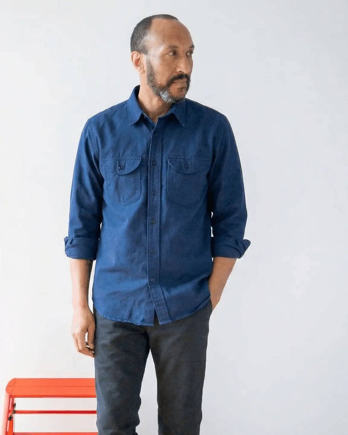 Grown and Sewn - Wholesale Button Down Shirt - Men's - Walsh Work Shirt - 8 oz. Brushed Canvas - Navy1