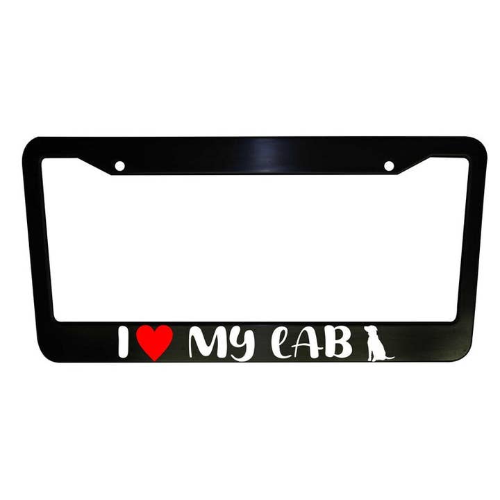 Cadre de Plaque d'Immatriculation Labrador, Cadre de Plaque pour Maman de Chien, Plastique ou Aluminium, Décoration de Camion Voiture Van, Accessoires de Voiture, Cadeau pour Amoureux des Chiens, Unique pour la vente par MonkeyFeetGraphics