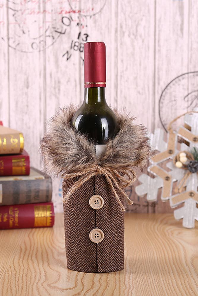 UNISHE - Wholesale Wine Gift Bag - Christmas Burlap Bow Wine Cover Home Decor ACC7731