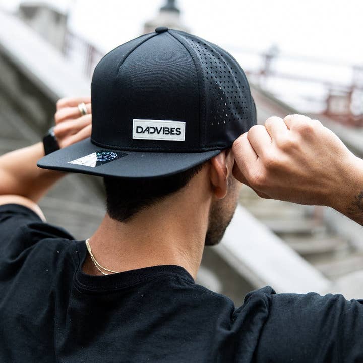 Premium Active 5-Panel Logo Hat (Black) for wholesale by Dadbod Apparel