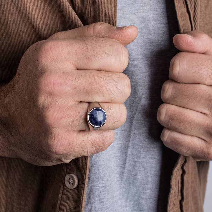 Blackskies - Wholesale Cocktail/Statement Ring - Coruscent Ring Silver-Sodalite1