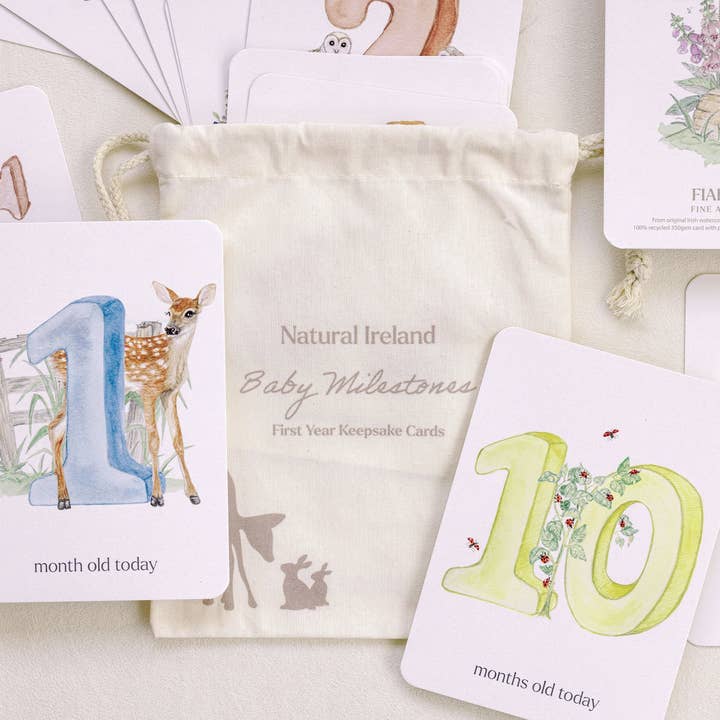 Natural Ireland Baby Milestone Cards Journal Set for wholesale by Fiadh&Finn Fine Art Keepsakes