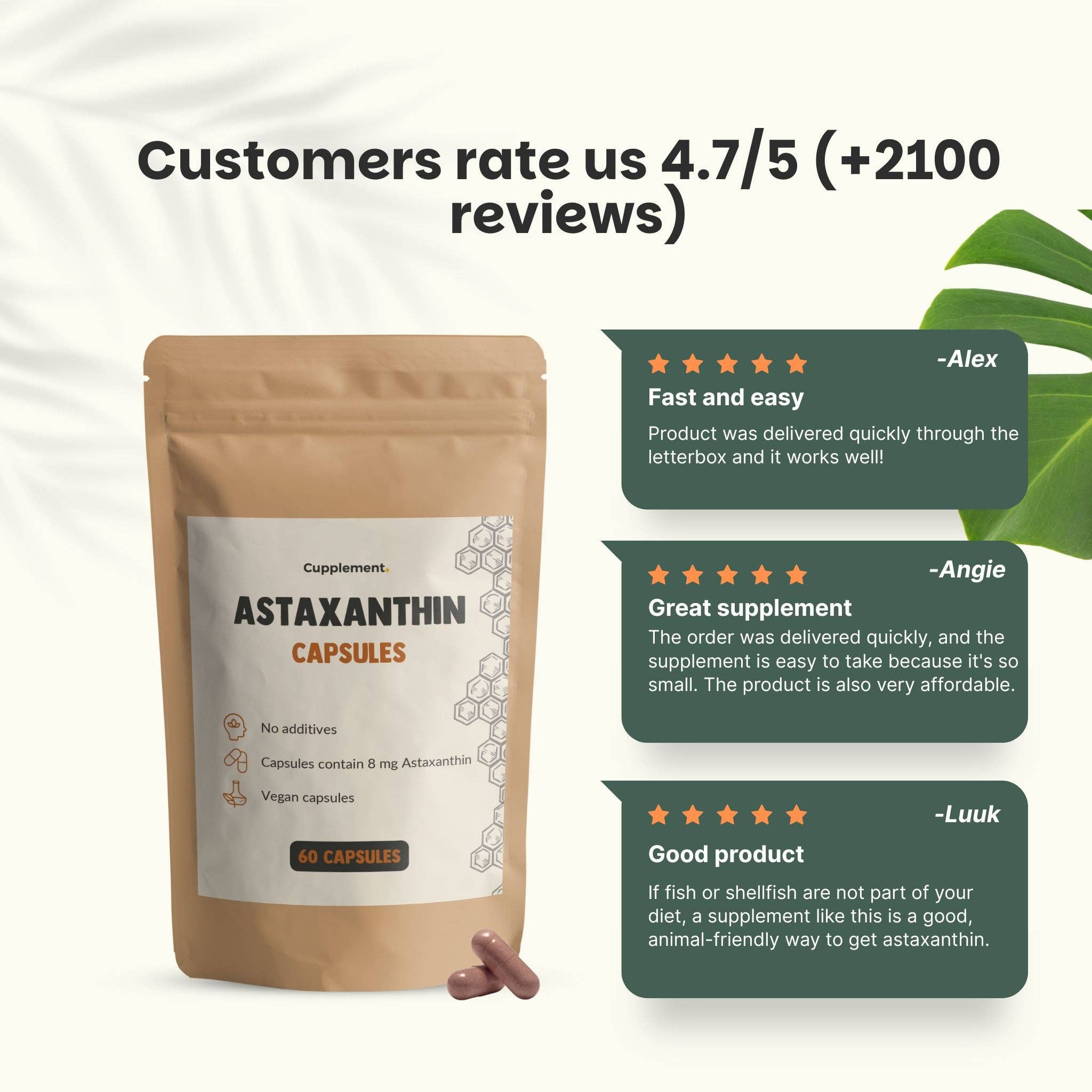 Cupplement b.v. - Wholesale Oral Supplement/Vitamin - Astaxanthin Capsules 8 mg  60 Capsules4