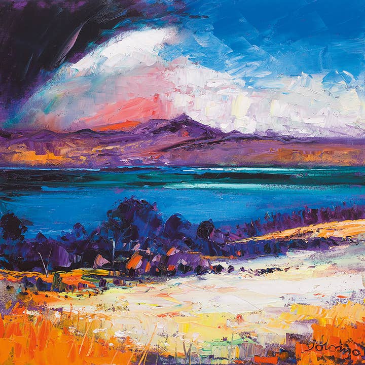 Jolomo Greeting Card Kilbrannan Sound Arran from Kintyre for wholesale by Island Blue Publishing