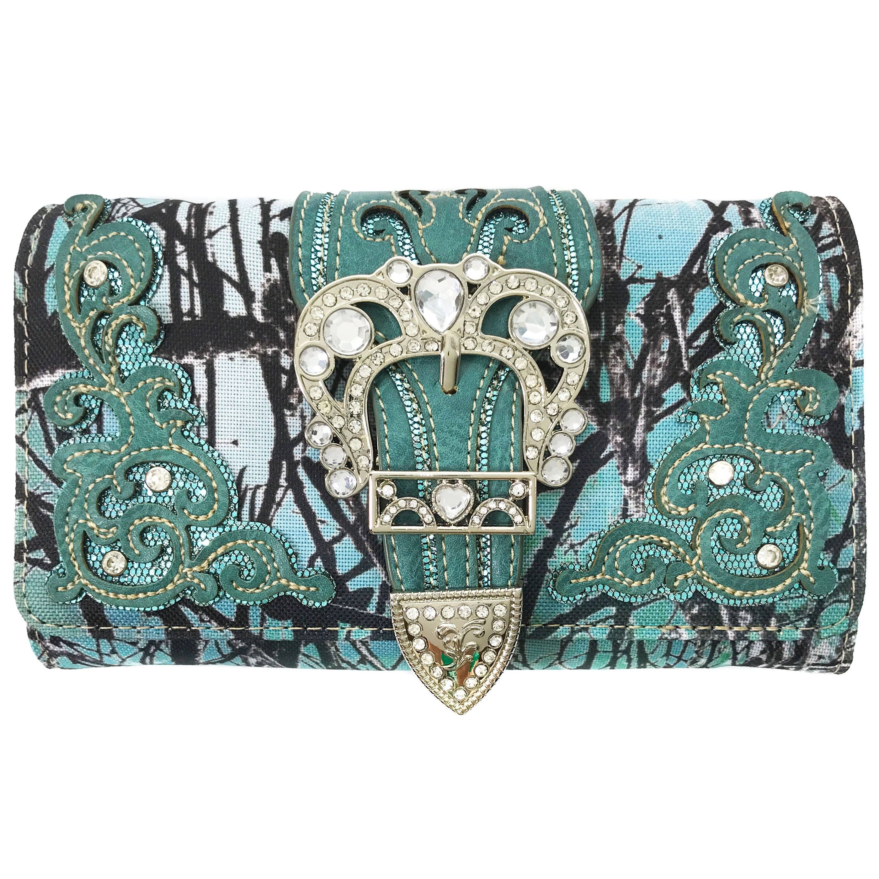 Lunar Deer – wholesale Plånbok - Dam – Rhinestone Buckle Branch Kamouflage Crossbody-plånbok för kvinnor2