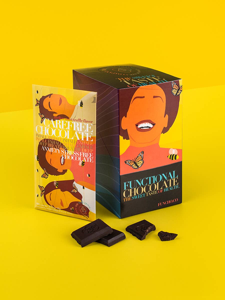 The Functional Chocolate Company - Wholesale Chocolate Bar - Carefree Chocolate - Stress & Anxiety Formula - Mellow Mint3