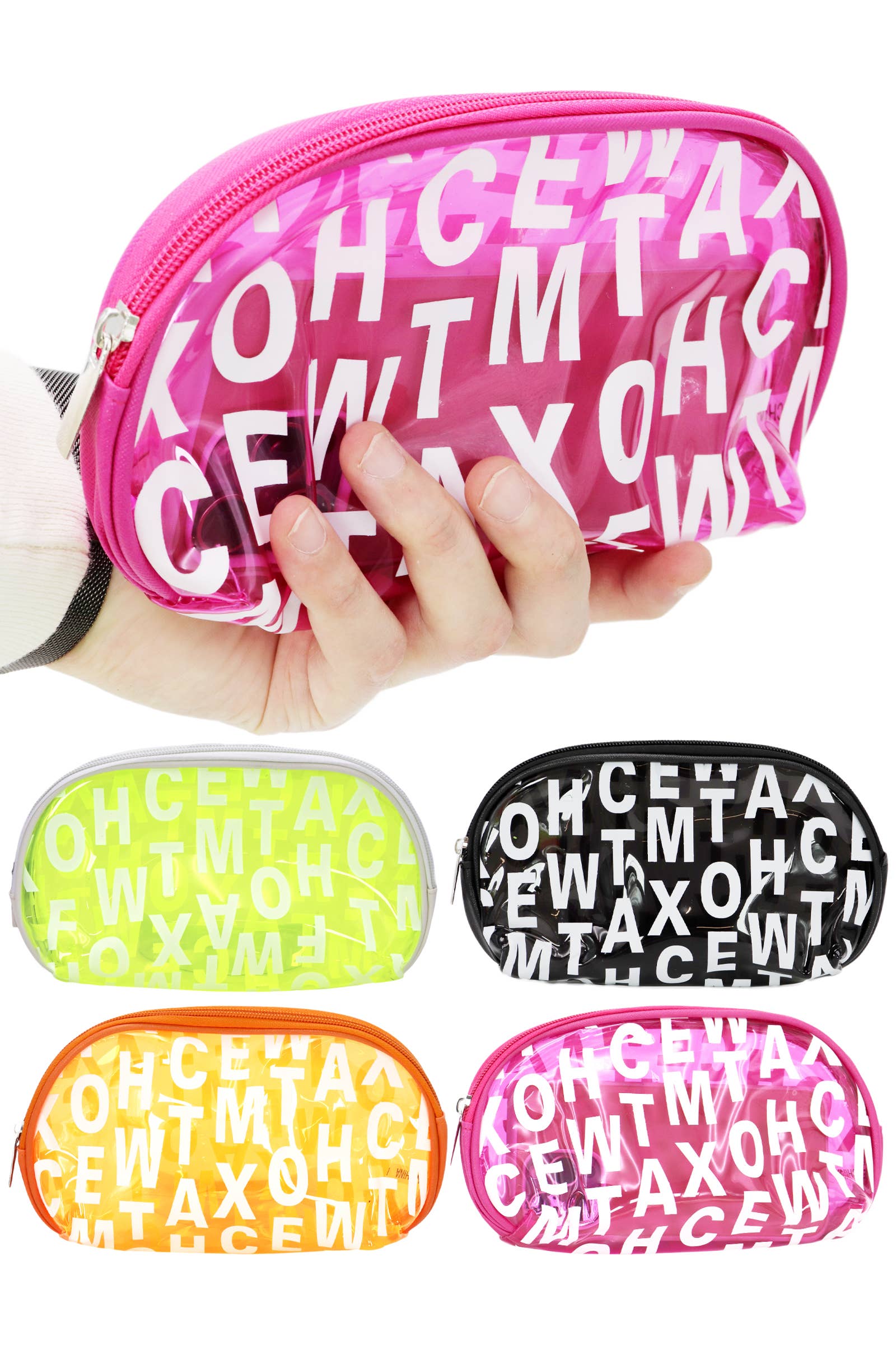 Cap Zone - Wholesale Makeup/Cosmetic Bag - Alphabet Monogram Clear PVC Toiletry Cosmetic Bag0