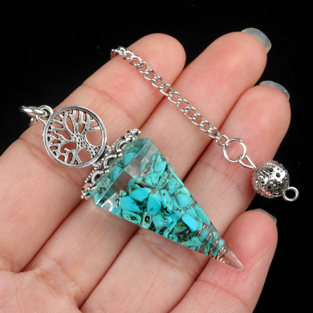 Gemcohub - Wholesale Spiritual Stone/Crystal - Tree of Life Resin Crystal Pendulum12