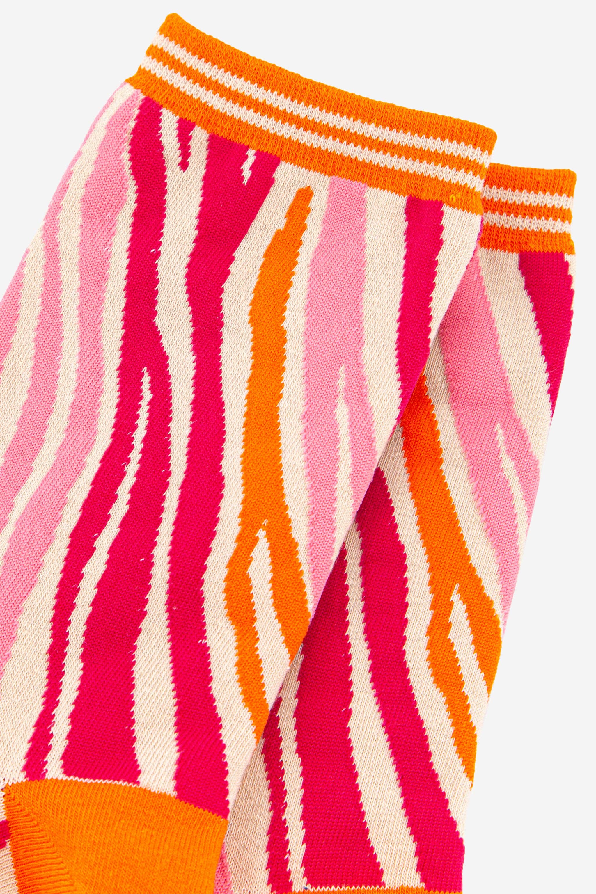Sock Talk – wholesale Socks – Women's – Women's Zebra Print Bamboo Socks in Orange Pink1