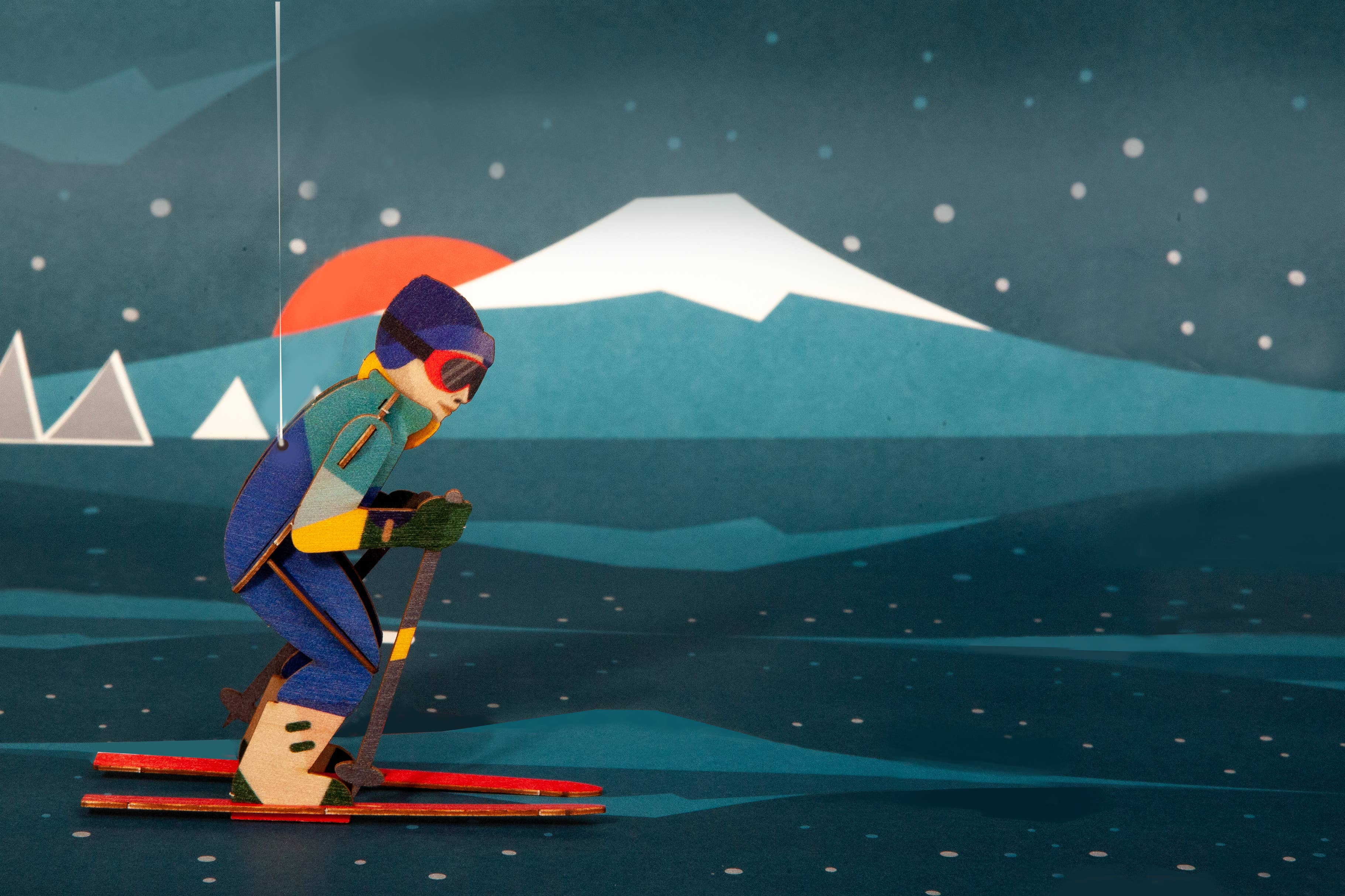 Formes Berlin GbR - Vente Cartes de Noël - Carte de vœux décorative 3D skieur avec 10 pièces3