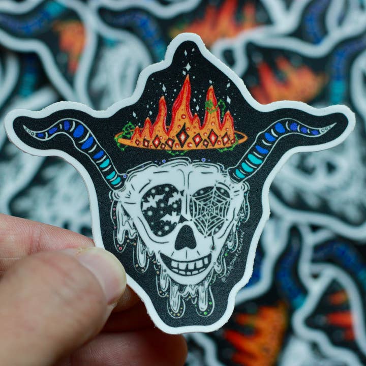 ‘Goat Skull’ Vinyl Sticker for wholesale by The Attuned Cauldron LLC