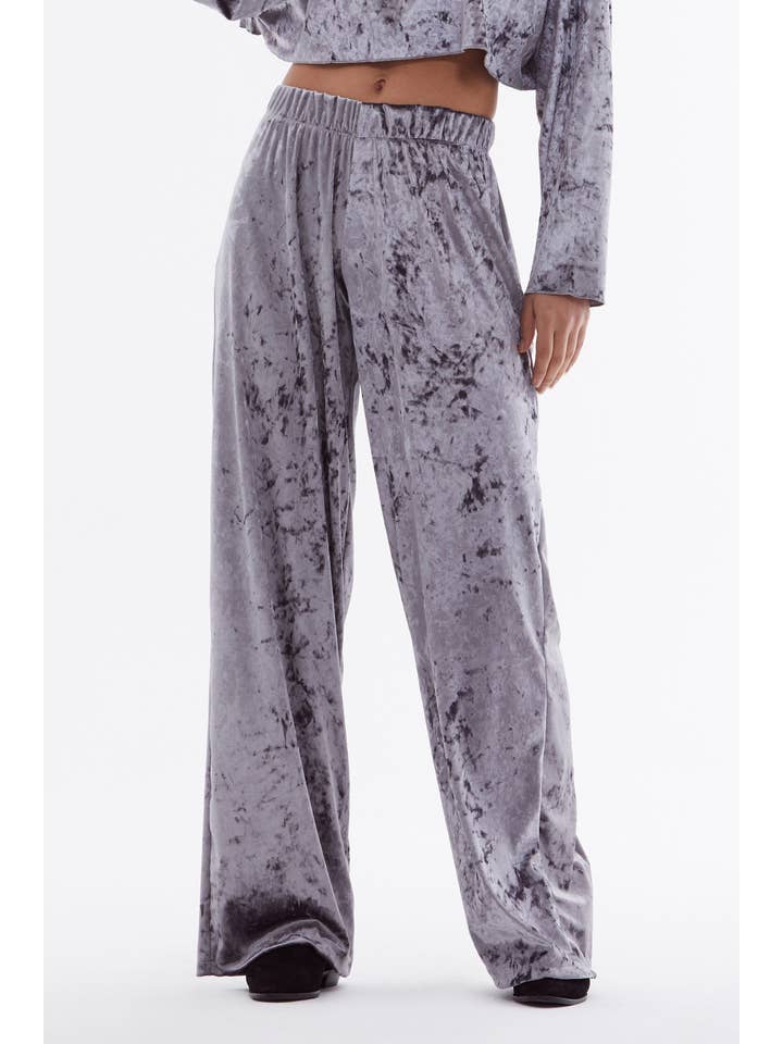 Metallic Grey SET - velvet Tracksuit for wholesale on Faire4