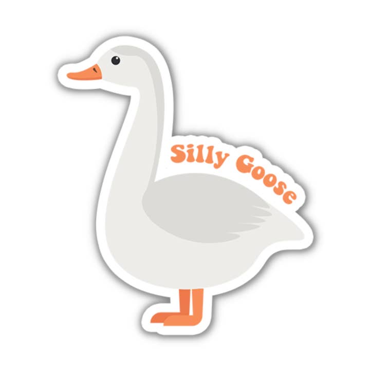 Autocollant imperméable en vinyle Silly Goose White Goose, 3 po pour la vente par Sarah Curran Designs