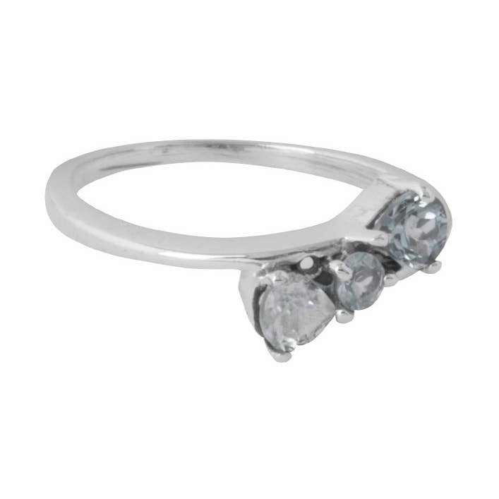 Blue Topaz 3 Stone Ring - Size 8 for wholesale by Benjamin International