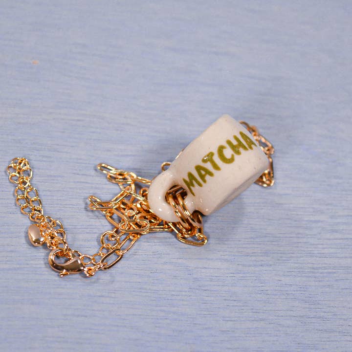 Juice Ceramics Handmade Pottery and Jewelry - Wholesale Pendant/Charm Necklace - Matcha Miniature Mug Ceramic Charm Pendant Necklace2
