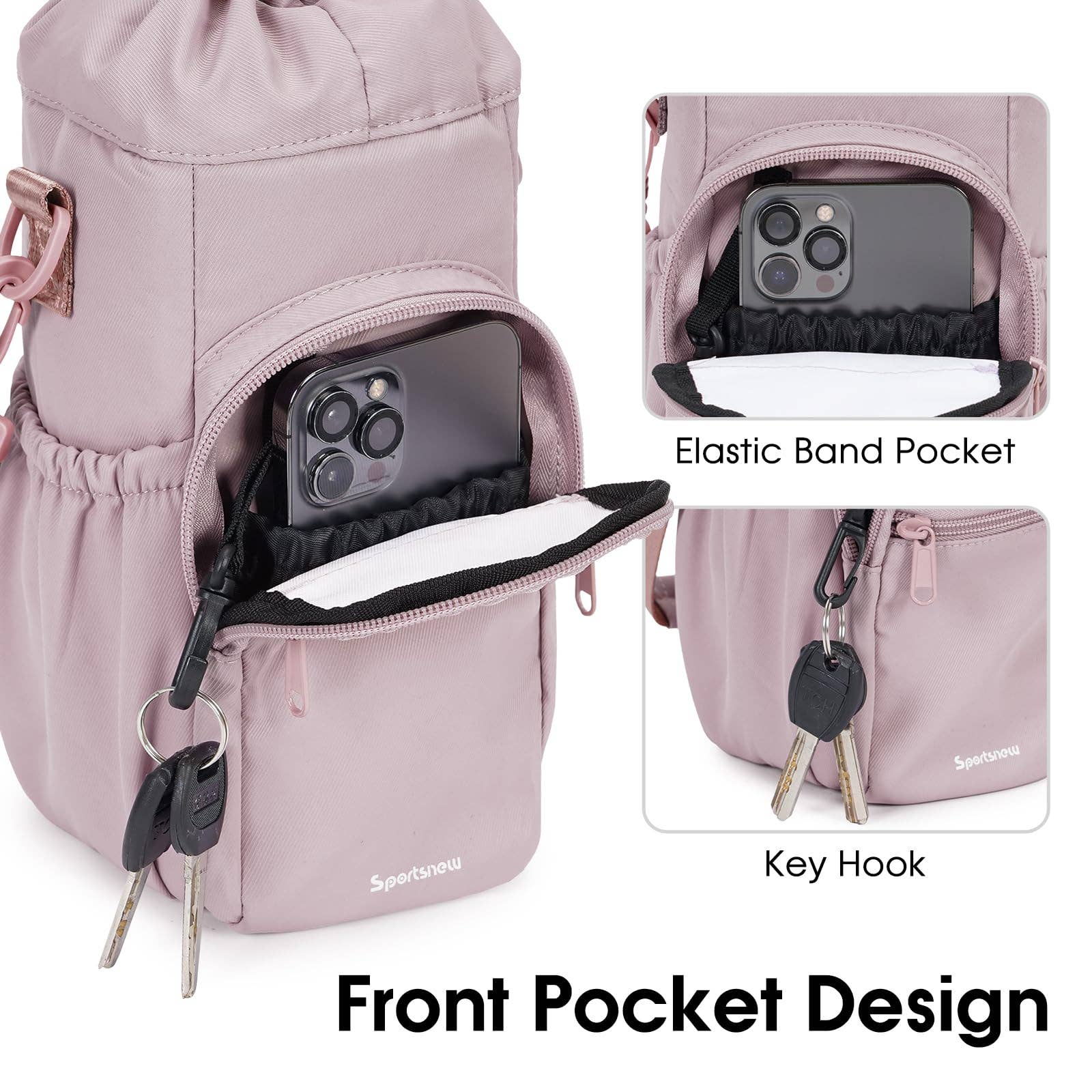 wandf - Wholesale Bottle Rack/Holder - Insulated Water Bottle Holder with Strap and Phone Pocket14