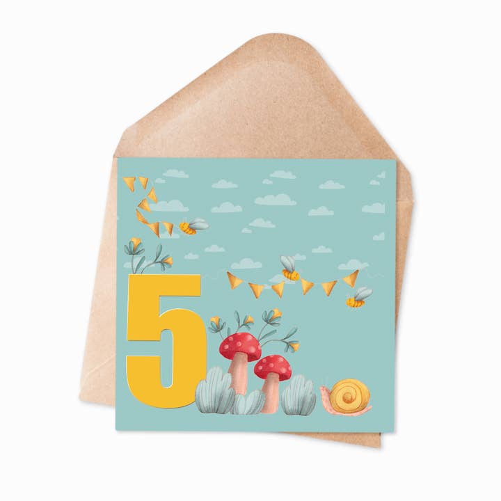 Age 5 - Party Time Fifth Birthday Card for wholesale by Ilana Ewing Designs