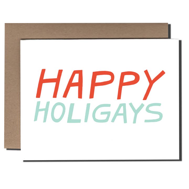Happy Holigays greeting card for wholesale by Power and Light Press