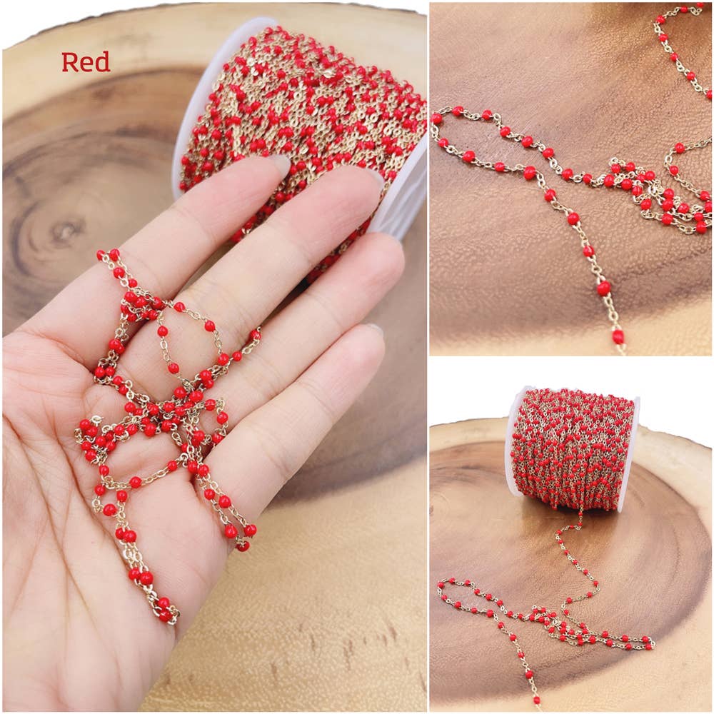 findings4uGem – Großhandel Kette mit Anhänger/Charm – Mini Mehrfarbige Emaille-Kabel-Papierklammer-Kette pro Fuß, CH3024