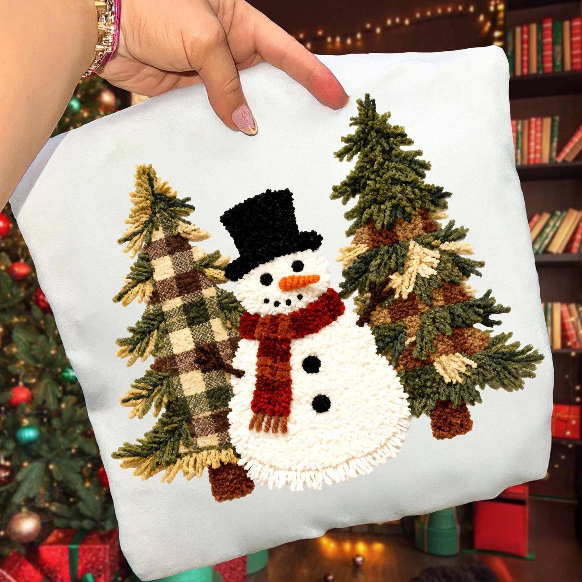 NVC Ecommerce LLC - Venta al por mayor Camiseta estampada - Mujer - Camiseta de Muñeco de Nieve de Ganchillo con Hilo de Latch Hook, Suéter de Muñeco de Nieve de Navidad2